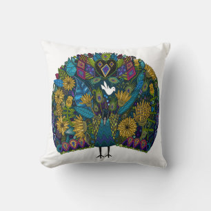 peacock garden white cushion