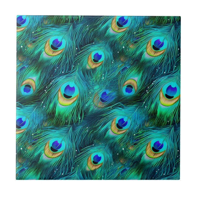 Peacock Glory Ceramic Tile (Front)