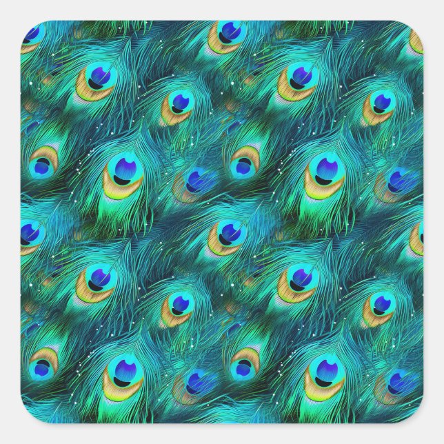 Peacock Glory Square Sticker (Front)
