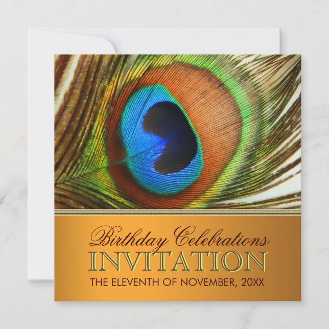 Peacock Goddess Birthday Party Invitations (Front)