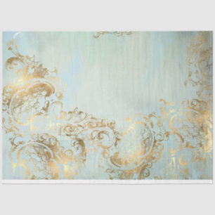 Peacock Gold and Dusty Blue Coordinate Decoupage Tissue Paper