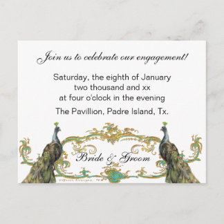 Peacock & Gold Engagement Party Invitation