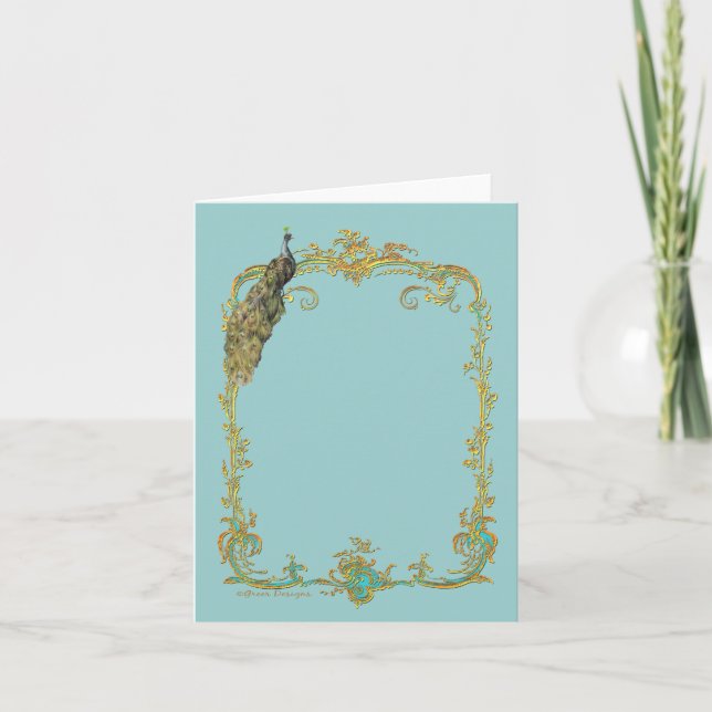 Peacock & Gold Filigree Card (Front)