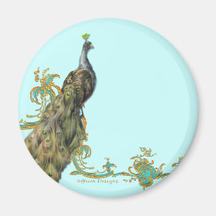 Peacock & Gold Filigree Magnet