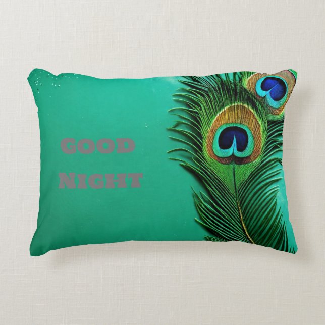 Peacock good night text  decorative cushion (Front)