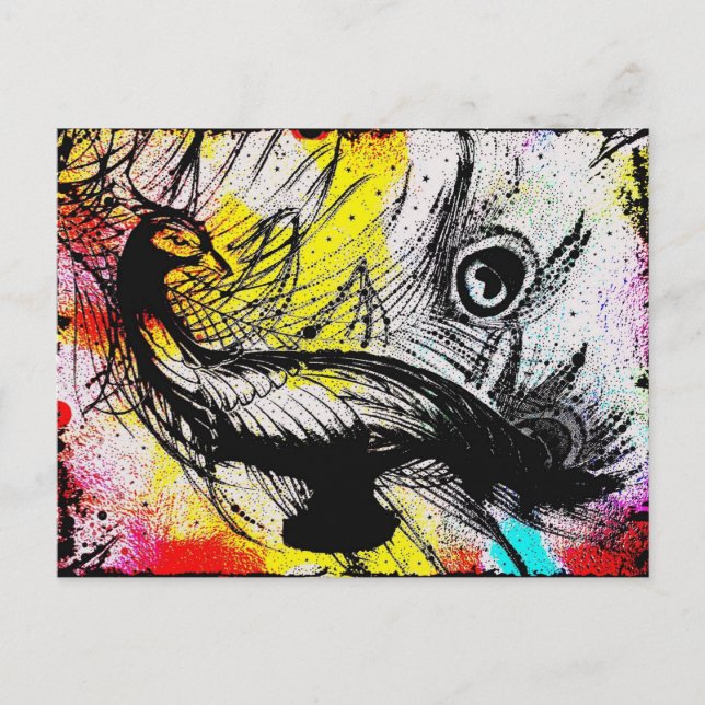 Peacock Graffiti Postcard (Front)