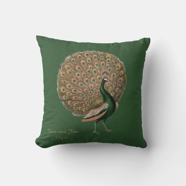 Peacock Green Emerald 55th Wedding Anniversary Cushion (Front)