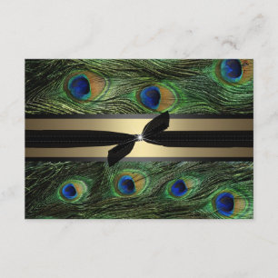 Peacock Green & Gold Wedding RSVP Card