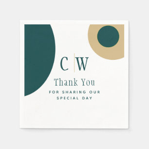 Peacock Green Gold Wedding Thank You Napkin