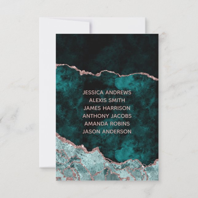 Peacock Green & Rose Gold Table Number Seating (Back)