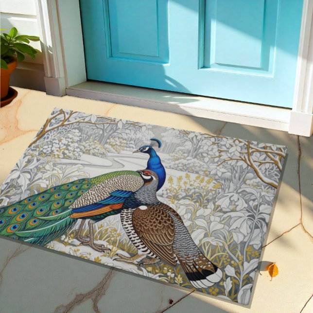 Peacock & Grouse Art Nuovo Winter / Gold Floral Doormat (Creator Uploaded)