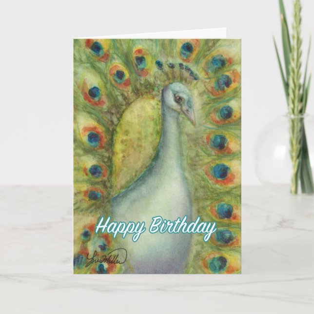 Peacock Happy Birthday card serendipity royal bird (Front)