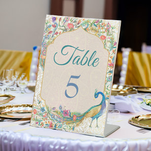 Peacock Hindu wedding table number Pedestal Sign