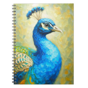 Peacock Impressionist Art Notebook   Elegant Bird 