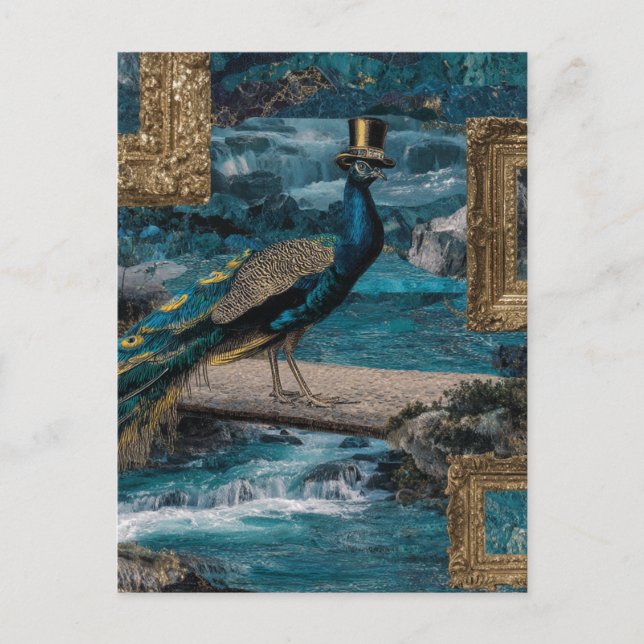 Peacock in a Top Hat Postcard (Front)