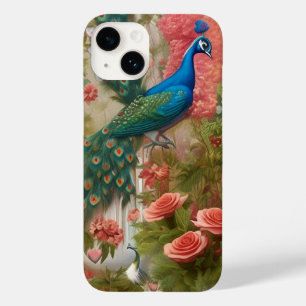 Peacock in Apricot Rose Garden Case-Mate iPhone 14 Case