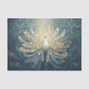 Peacock in Bloom, White Feathers, Elegance Tissue Paper