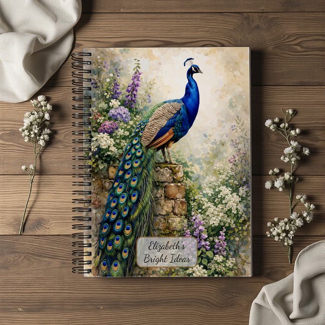 Peacock in Floral Garden Notebook (Creator Uploaded)
