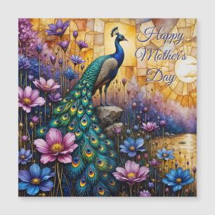 Peacock in Floral Landscape, Mother's Day Magnet