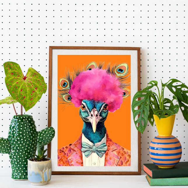 Peacock in Funky Suits Animal Fashion Art Poster (Creator Uploaded)