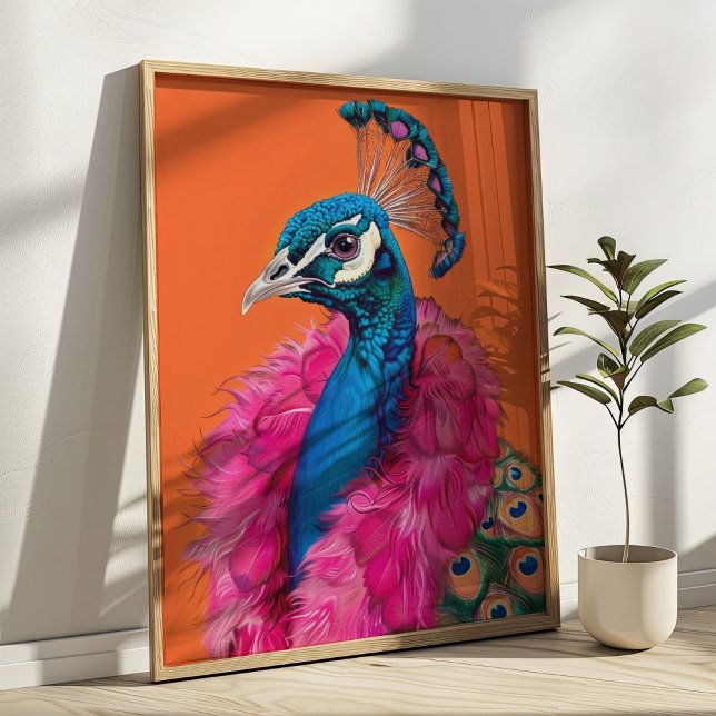 Peacock in Fur Animal Fashion Art Colourful Poster (Creator Uploaded)