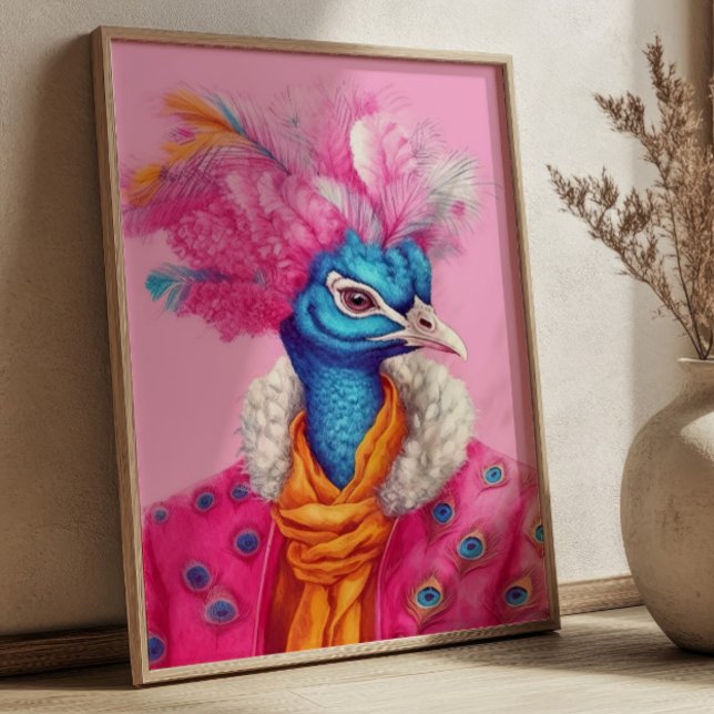 Peacock in Fur Pink Animal Poster (Creator Uploaded)