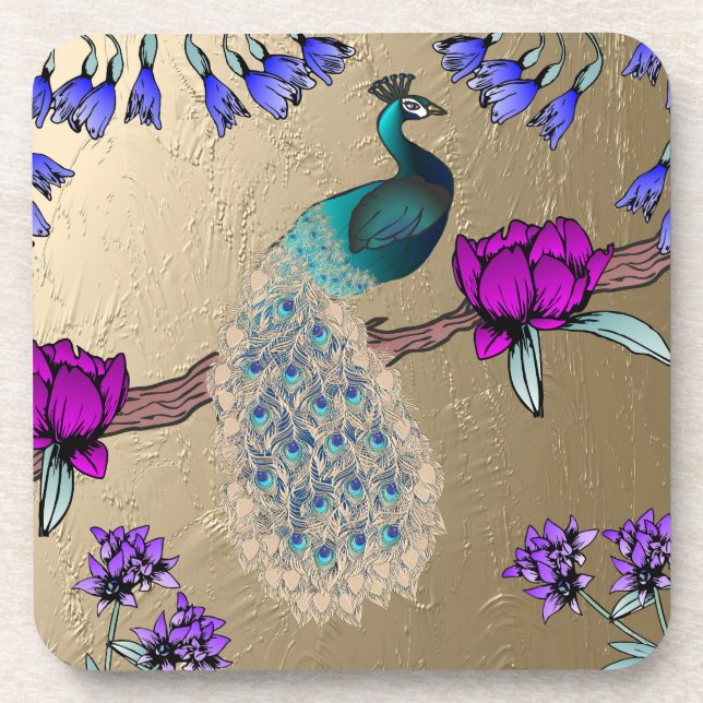 Peacock In Gold Coaster (Front)