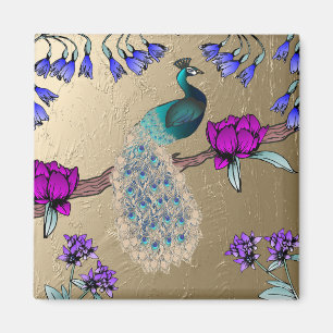 Peacock In Gold Magnet