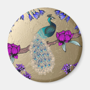 Peacock In Gold Magnet