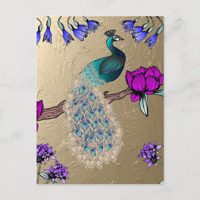 Peacock In Gold Postcard (Front)
