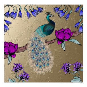 Peacock In Gold Poster