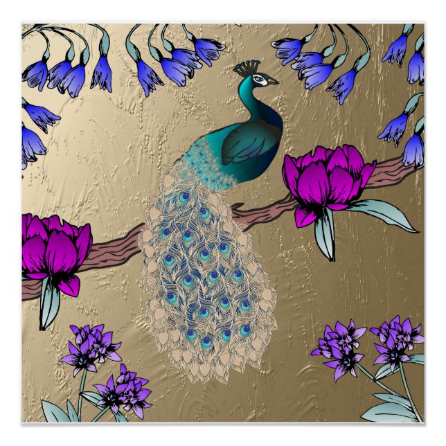 Peacock In Gold Poster (Front)