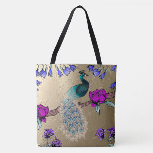 Peacock In Gold Tote Bag