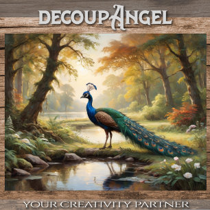 Peacock in Natural Splendour - Decoupage - Tissue Paper