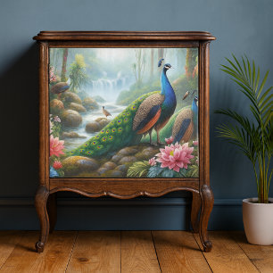 Peacock in Rain Forest Decoupage Tissue Paper