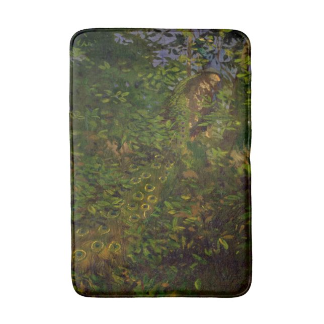 Peacock in the Woods (by Abbott Henderson Thayer) Bath Mat (Front Vertical)