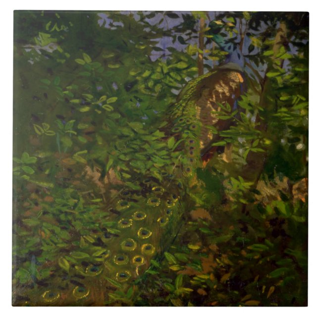 Peacock in the Woods (by Abbott Henderson Thayer) Ceramic Tile (Front)