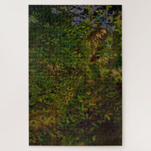 Peacock in the Woods (by Abbott Henderson Thayer) Jigsaw Puzzle