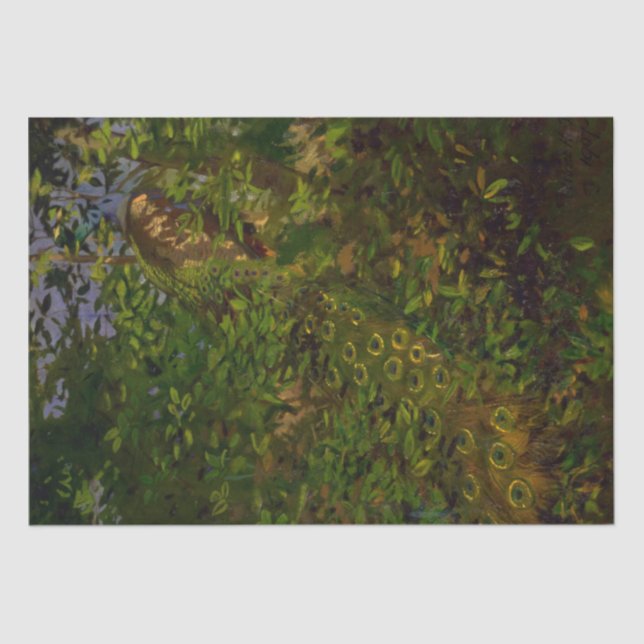 Peacock in the Woods (by Abbott Henderson Thayer) Tissue Paper (Front)