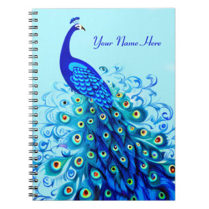 Peacock in Turquoise and Cobalt Blue  Notebook