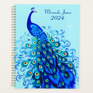 Peacock in Turquoise, Cobalt Blue and Aqua Planner