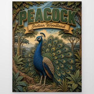 Peacock Indian Woodland POPCUT Postcard