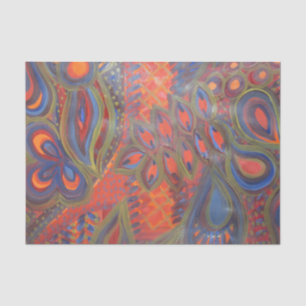 peacock inspired abstract tissue paper