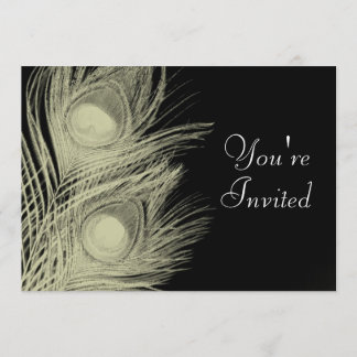 Peacock Invitation - Black and White