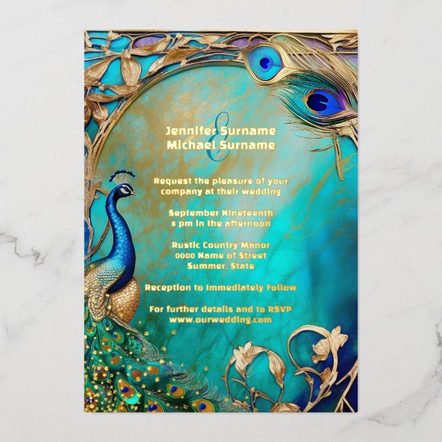 Peacock iridiscent feathers art nouveau luxury  (Front)