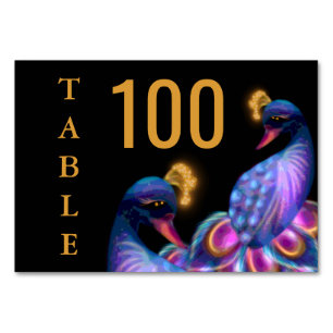 Peacock Jewel Tones Wedding Floral Moody purple Table Number