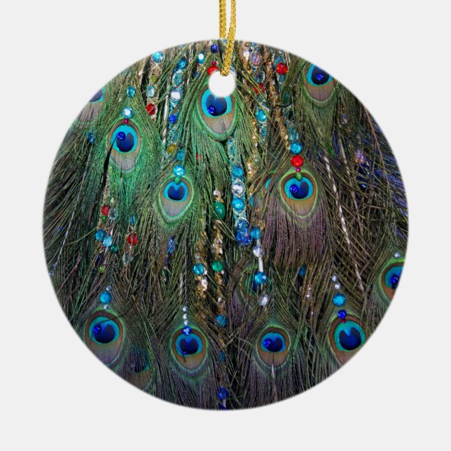 Peacock Jewelery Ceramic Tree Decoration (Front)
