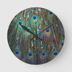 Peacock Jewelery Round Clock