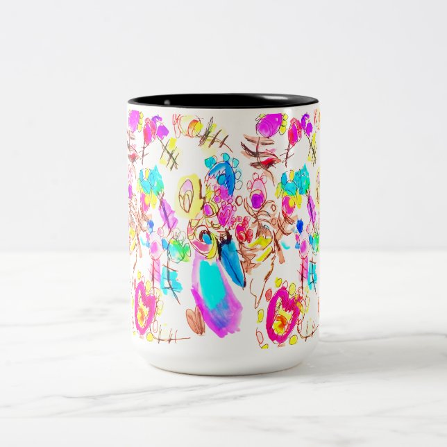 Peacock Joy Kind  Two-Tone Coffee Mug (Center)