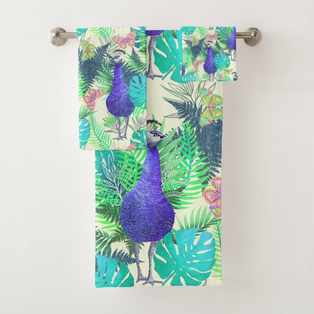 Peacock Jungle Bright Bath Towel Set (Insitu)
